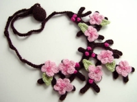 craftster Crochet Cherry Blossom Necklace
